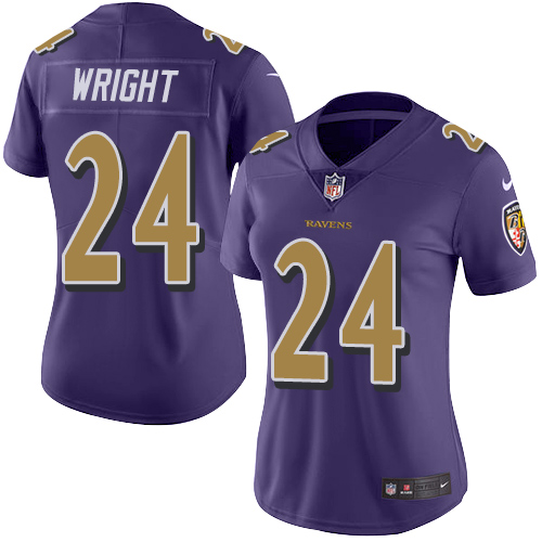 Women's Limited Shareece Wright Nike Jersey Purple - #24 Rush NFL Baltimore Ravens